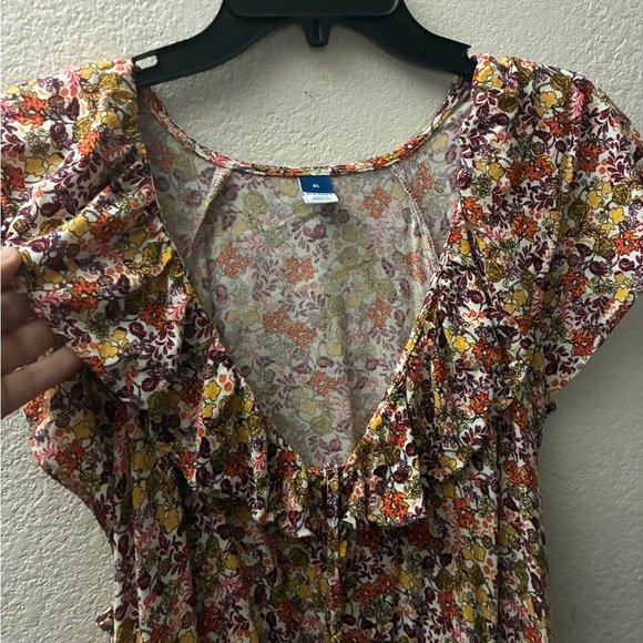 Old Navy Waist-Defined Flutter-Short Sleeve 
Pullover Floral Ruffle Sleeve Dress - Picture 4 of 14